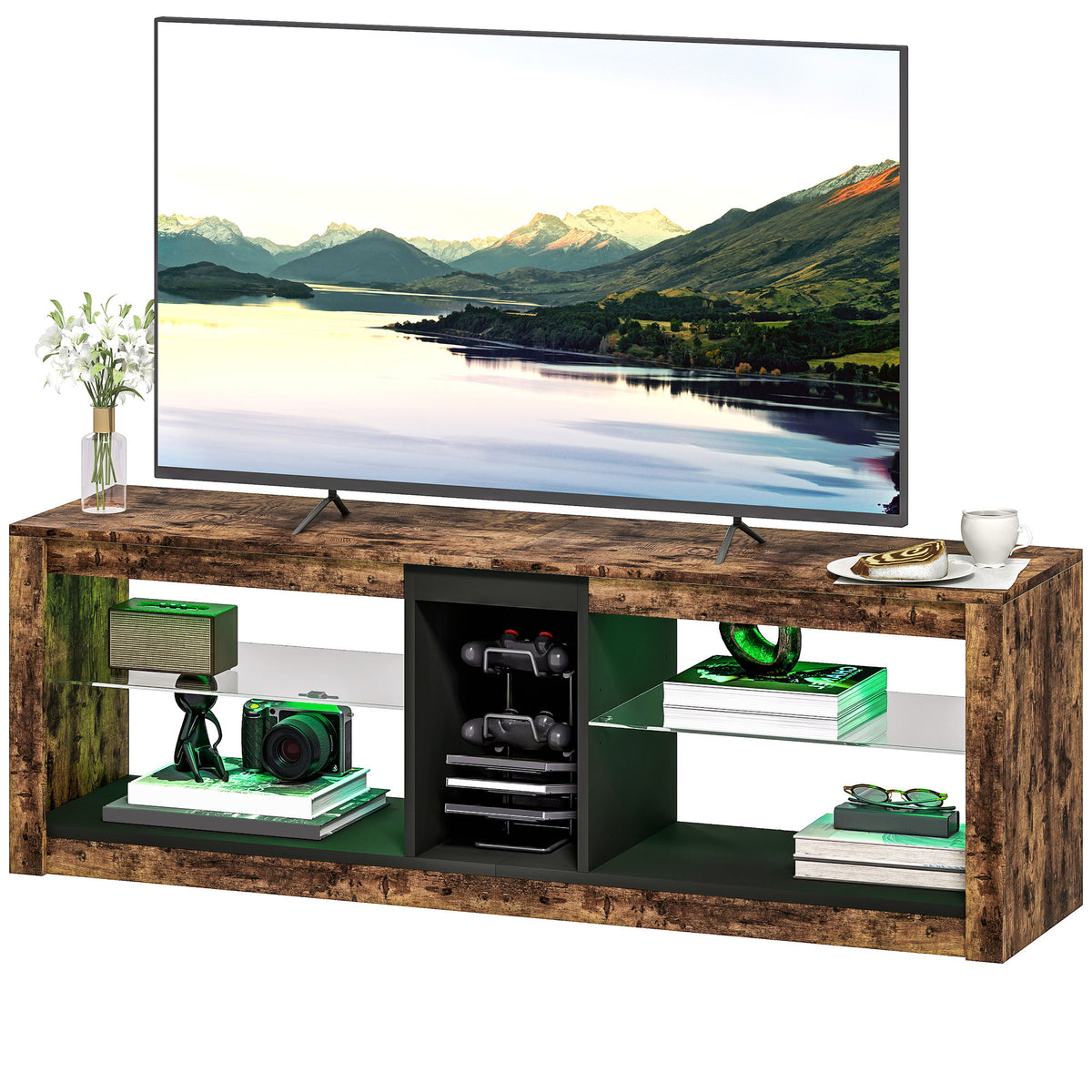 ਸਟੋਰੇਜ ਵਾਲਾ ਰਸਟਿਕ LED TV ਸਟੈਂਡ