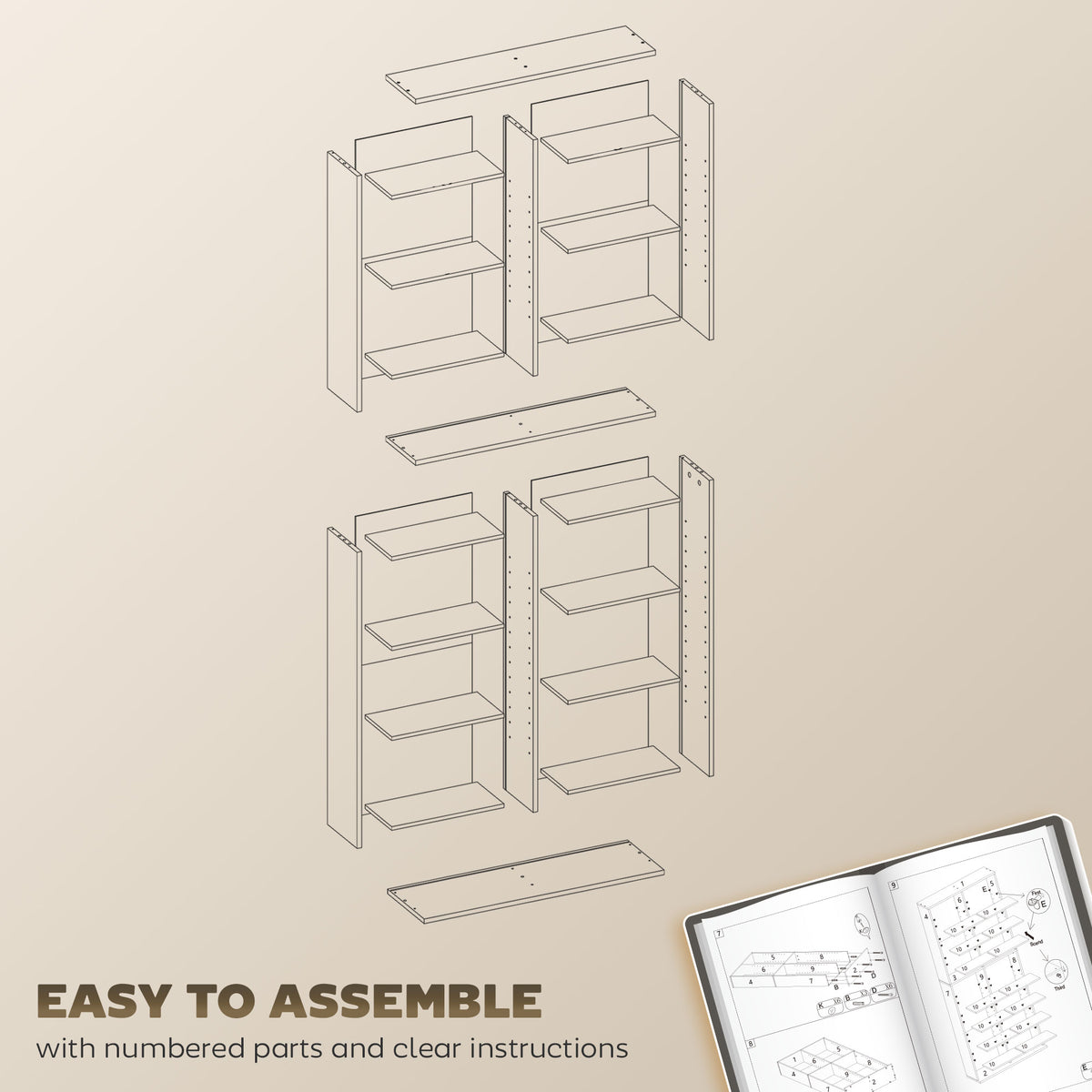 9-Tier Media Shelf 18 Compartments Adjustable