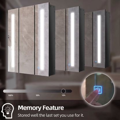 LED Wall Mirror Cabinet with Adjustable Shelves