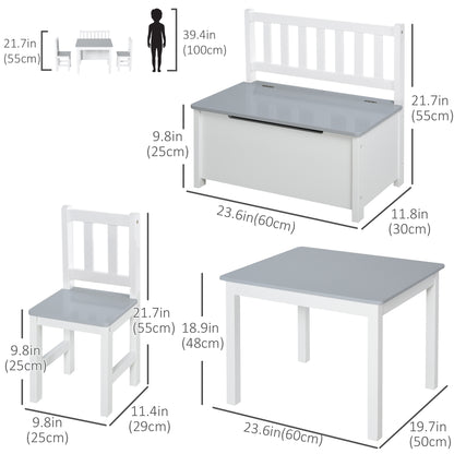 Kids Wooden Table and Chair Set — Set of 4