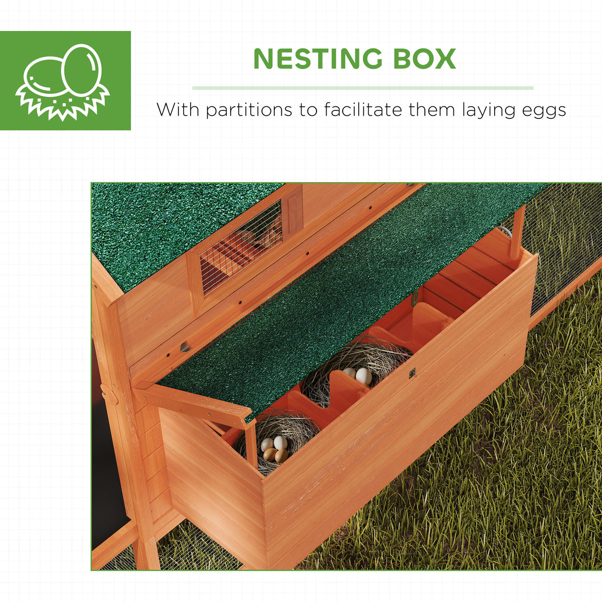 Wooden Chicken Coop with Run and Nesting Box