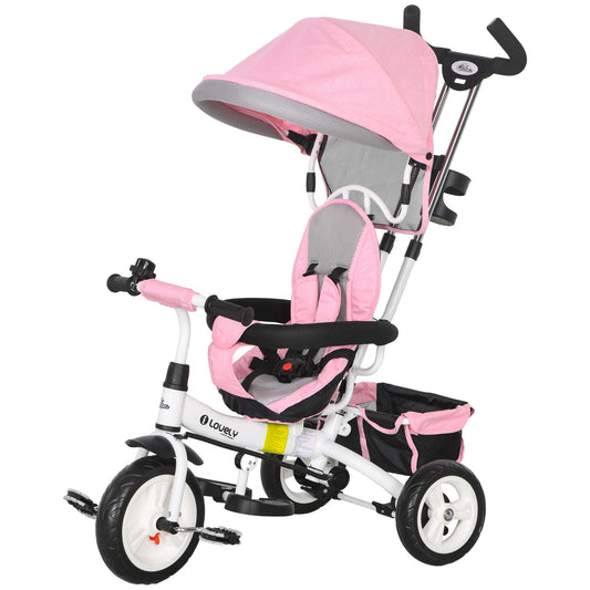 6-in-1 Toddler Tricycle with Basket and Safety Harness