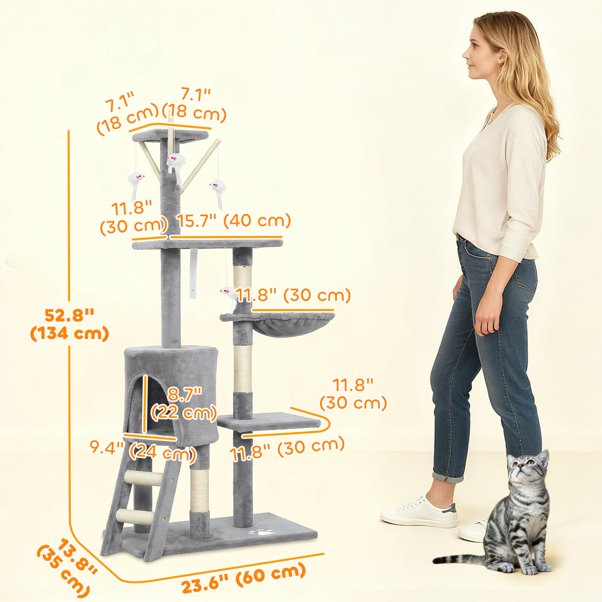 Multi-Level Cat Tree Tower with Scratching Posts