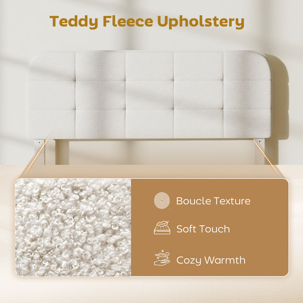 Queen Upholstered Platform Bed Frame with Adjustable Headboard