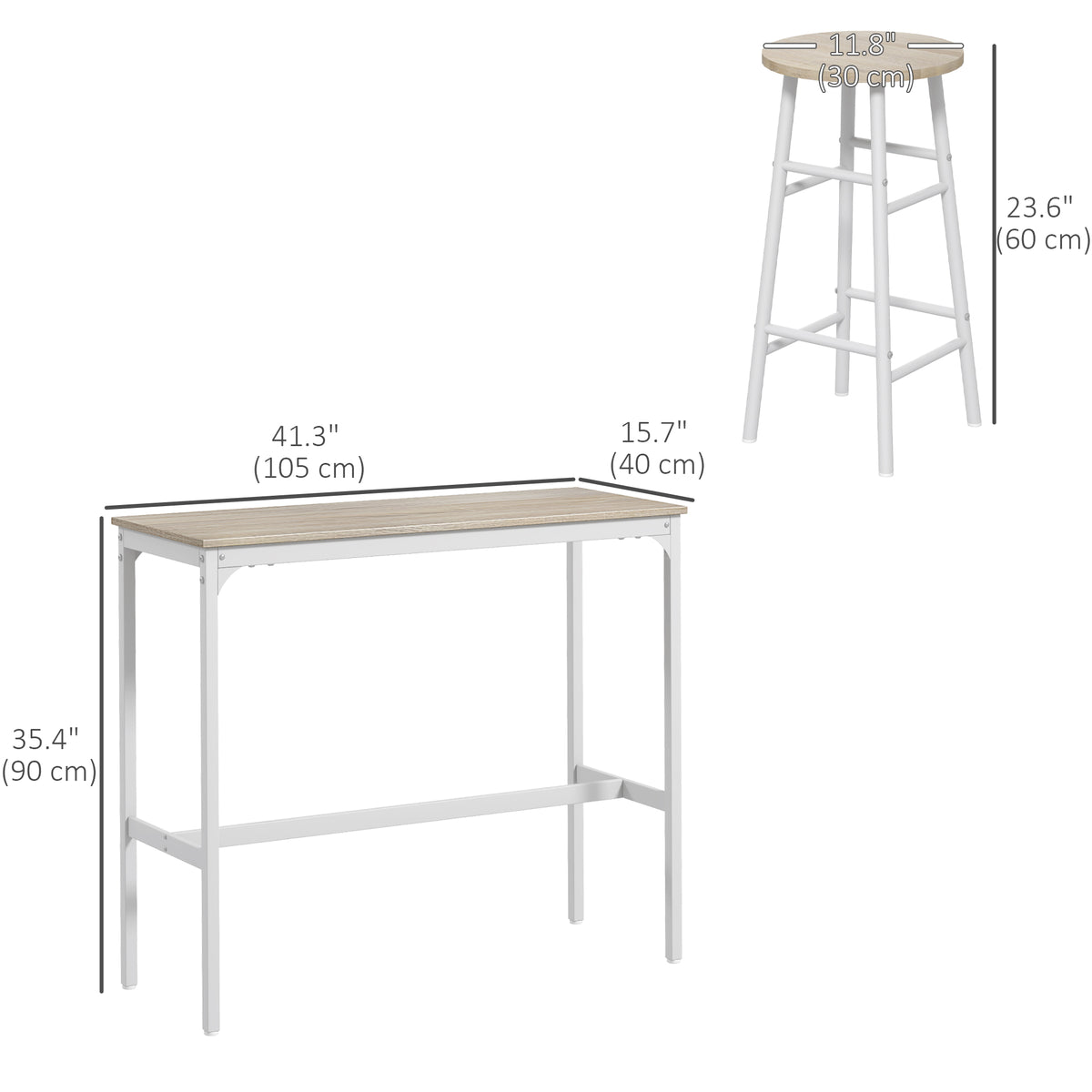 Conjunto de bar de 3 piezas: mesa alta y taburetes