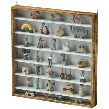 7-Tier Wall Display Cabinet with Glass Doors