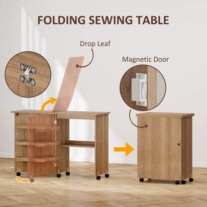 Mueble plegable para máquina de coser con almacenamiento