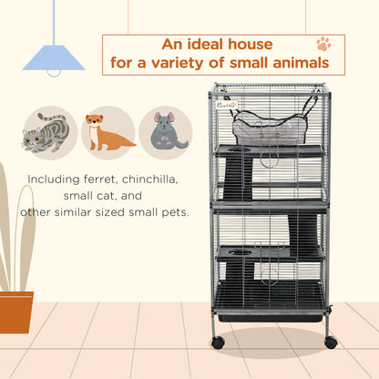 Jaula con ruedas para animales pequeños de 4 niveles