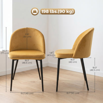Juego de 2 sillas de comedor de terciopelo