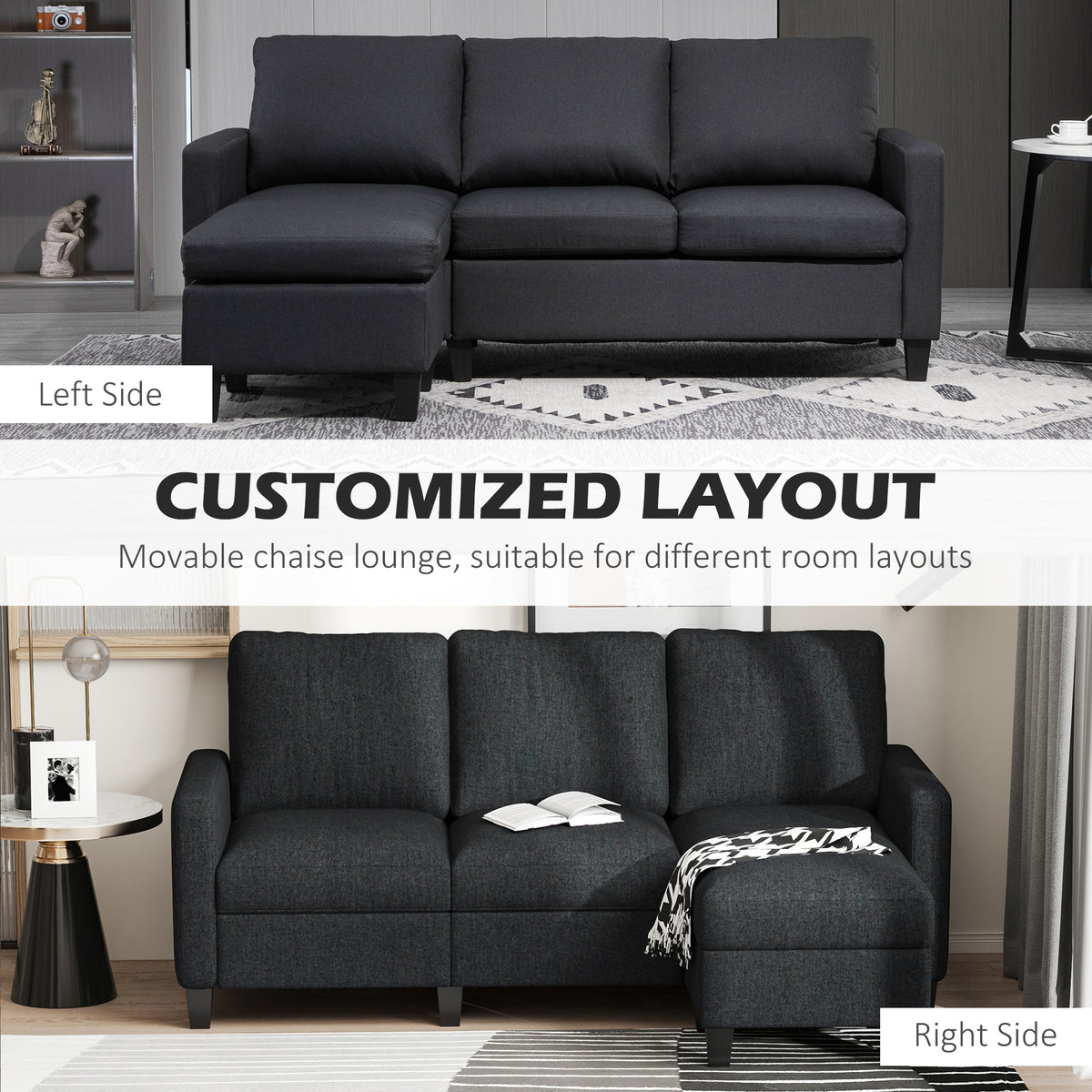 Modern L-Shape Sectional Sofa with Ottoman