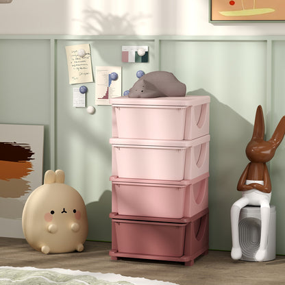 4-Tier Toy Organizer with 4 Plastic Drawers