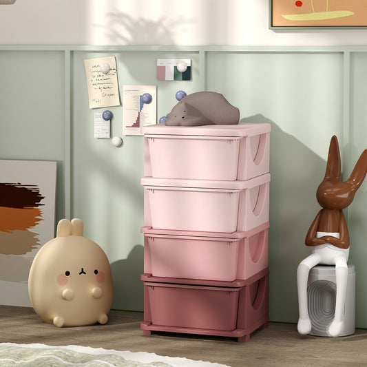4-Tier Toy Organizer with 4 Plastic Drawers