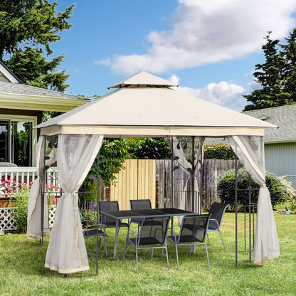 Steel Patio Gazebo Double-Tier Canopy 10x10 ft