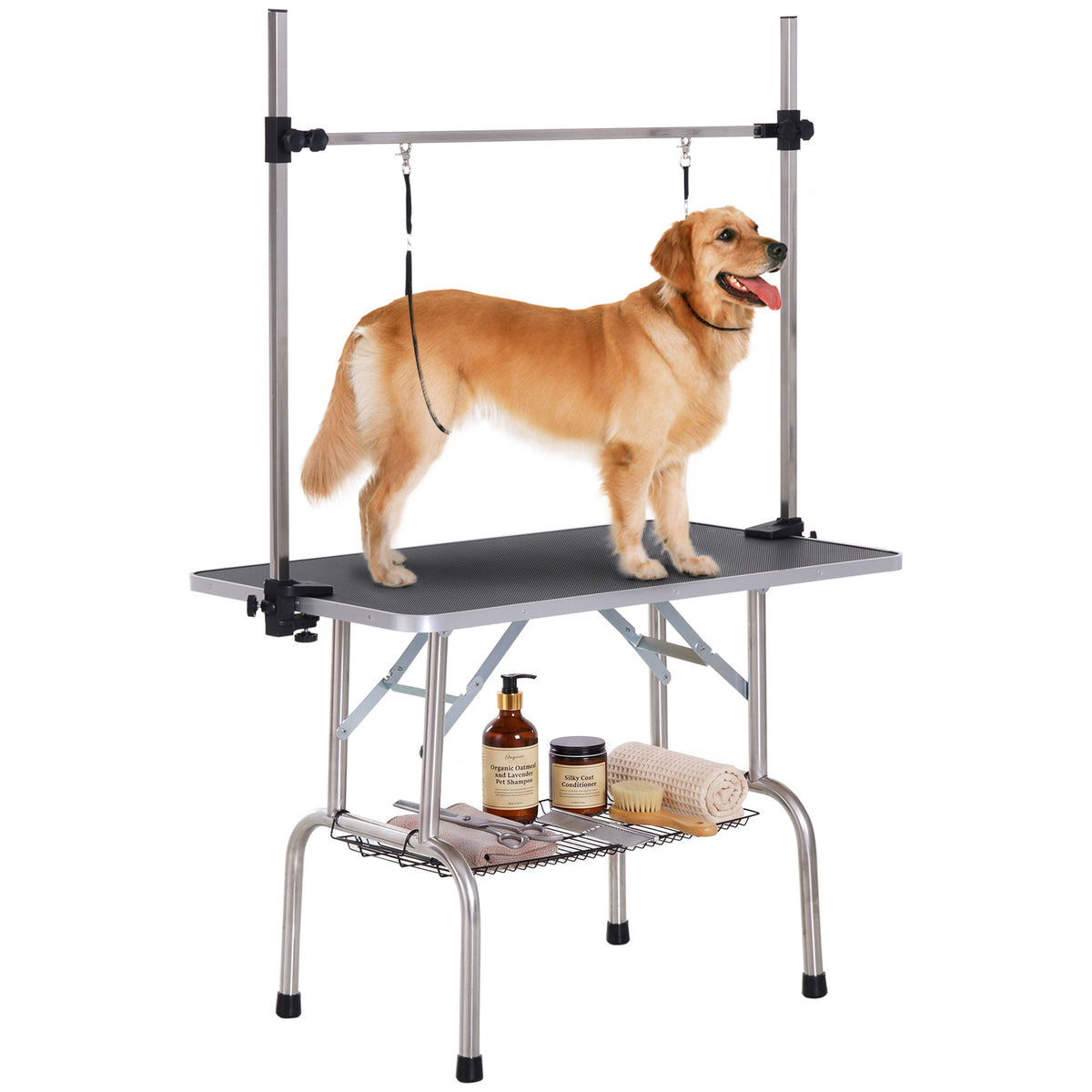 Adjustable Dog Grooming Table with Safety Slings