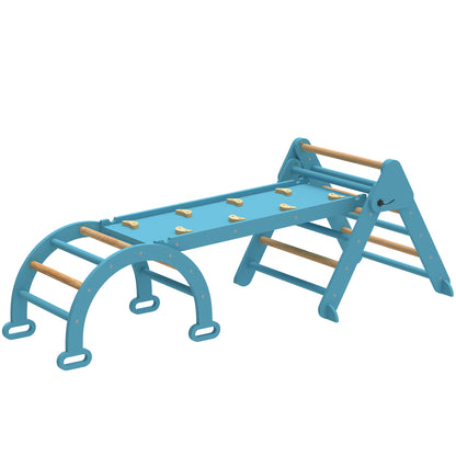 7-in-1 Foldable Wooden Pikler Triangle Set