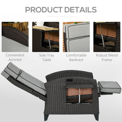 Reclining Wicker Lounge Chair with Adjustable Backrest