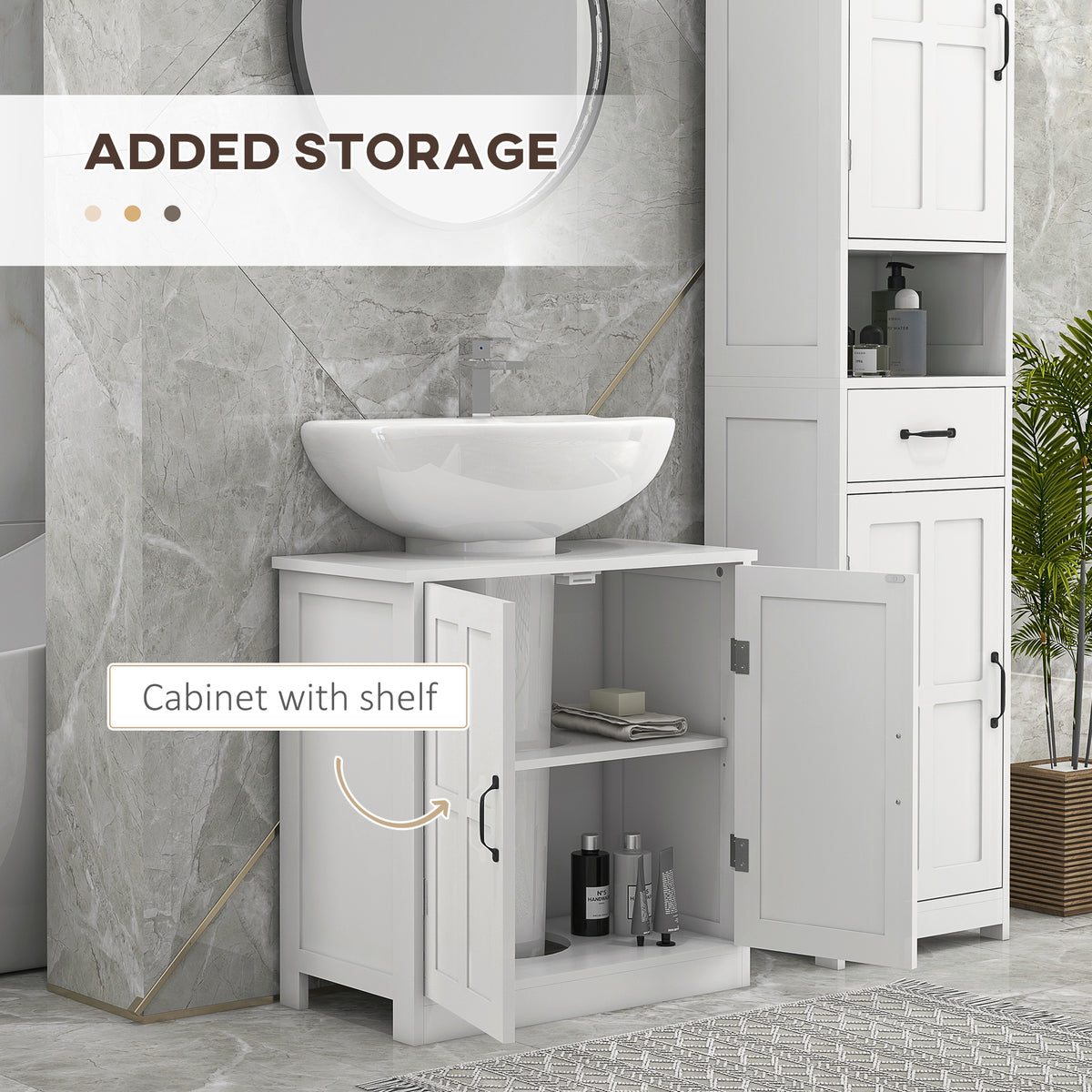 Under Sink Cabinet Double Door with Adjustable Shelf