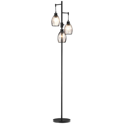Industrial Floor Lamp 3 Hanging Cage Shades, Dimmable