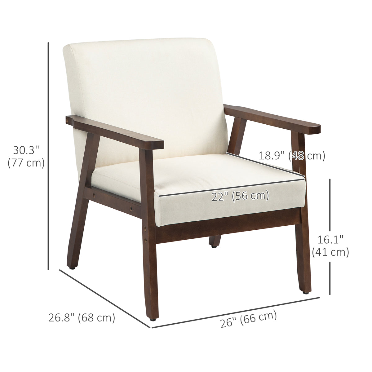Sillón auxiliar acolchado con reposabrazos de madera
