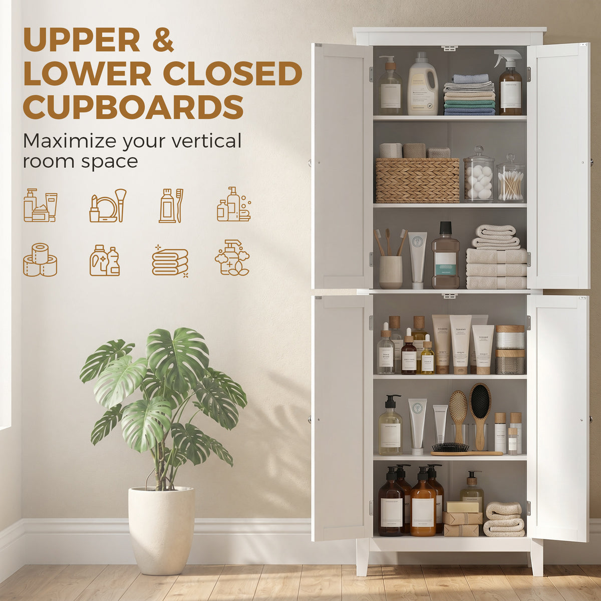 Freestanding Narrow Bathroom Storage Cabinet with Adjustable Shelves