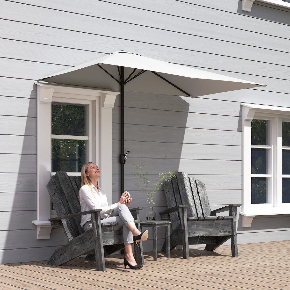 8 ft Half-Round Balcony Patio Umbrella with Crank