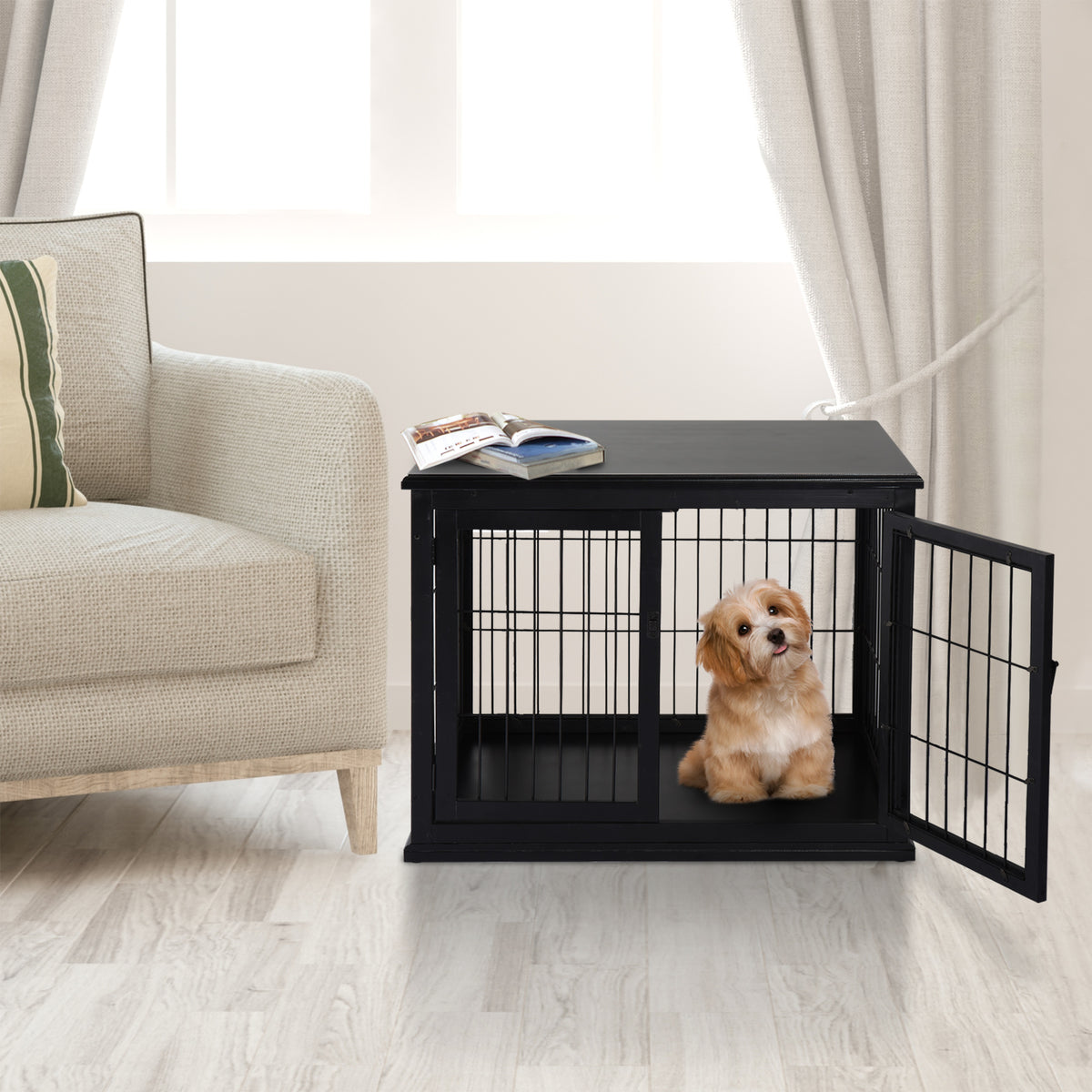 Dog Crate End Table Double Door 26 Inch