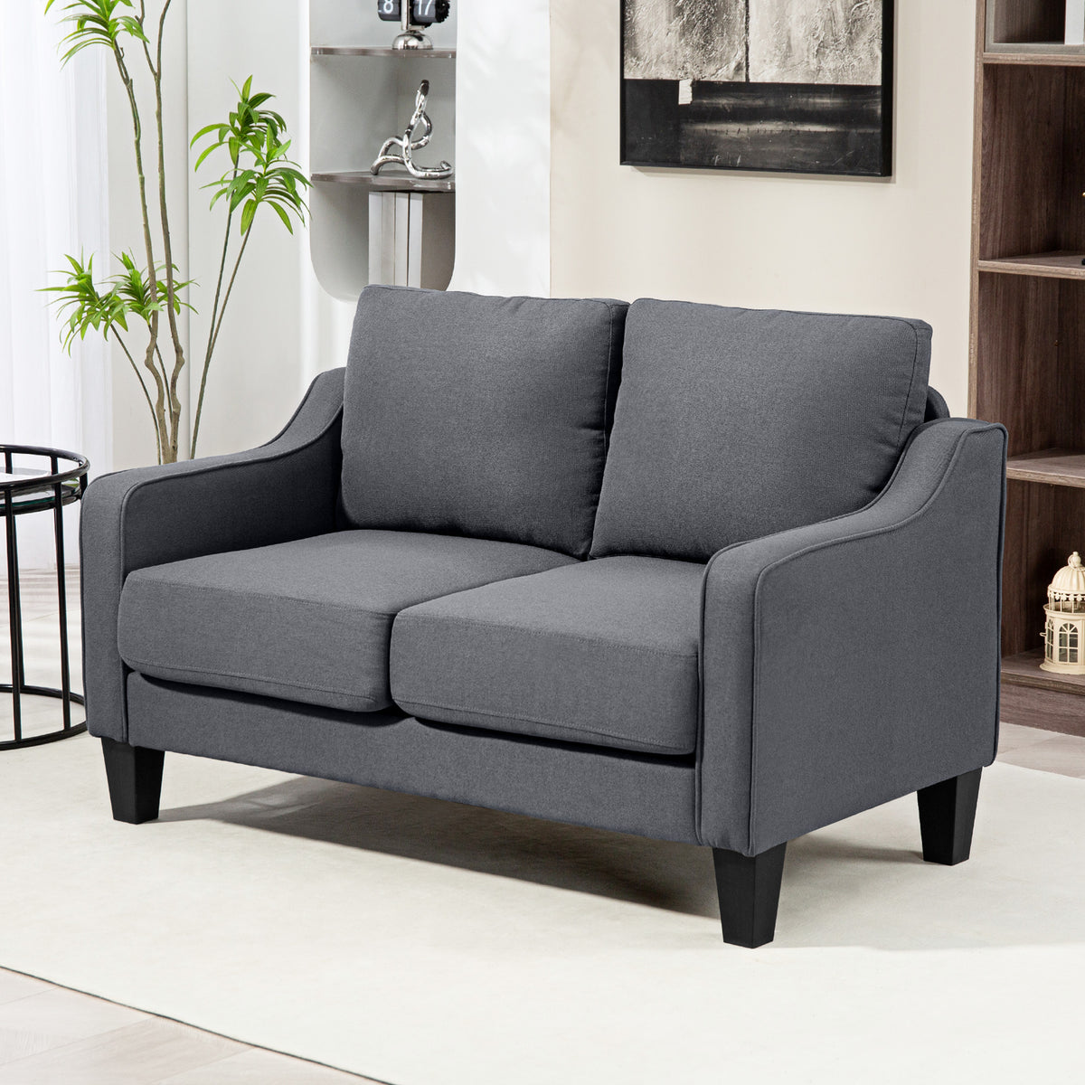 Modern Loveseat with Pocket Springs and Thick Padding