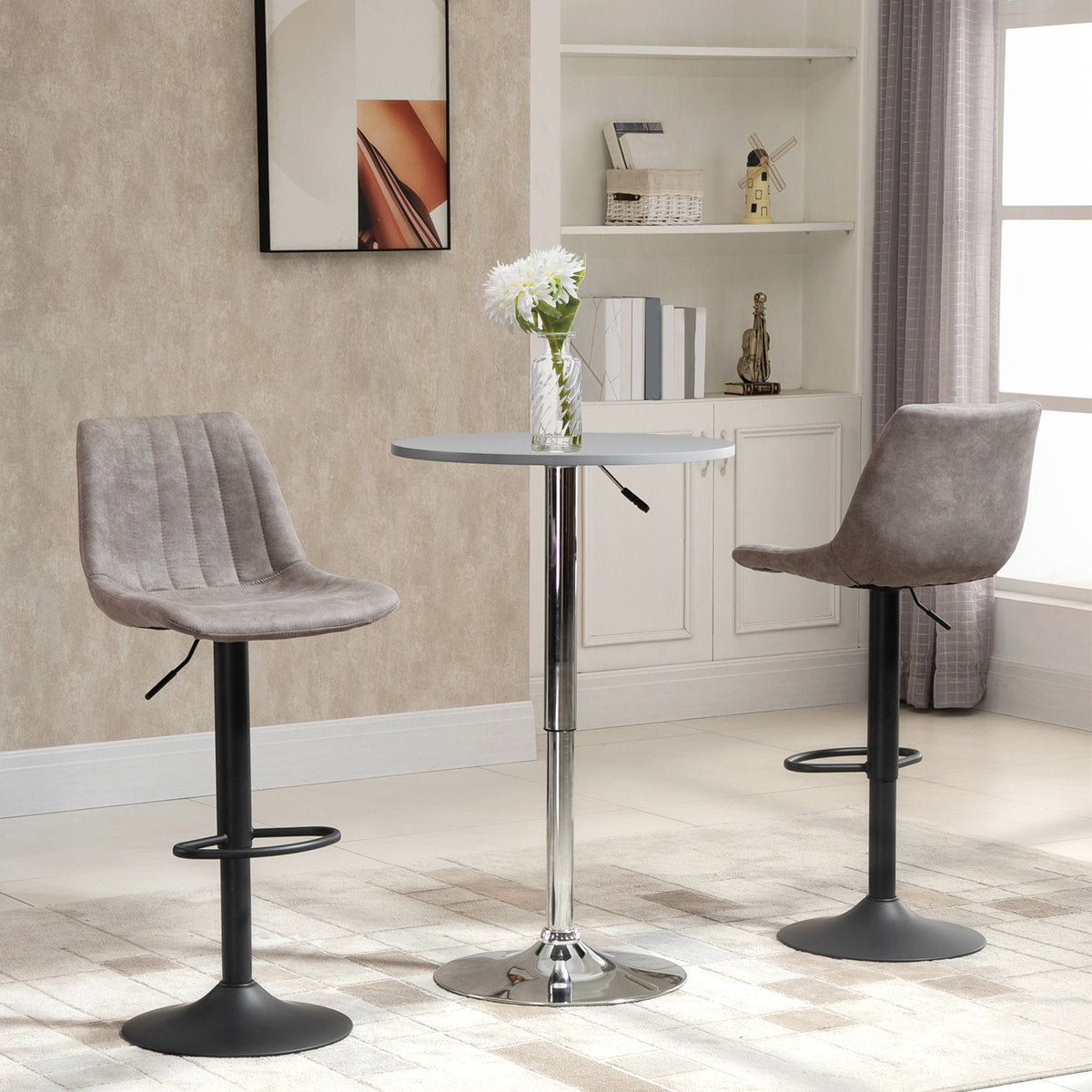 Adjustable Bar Stools Set of 2 — Black