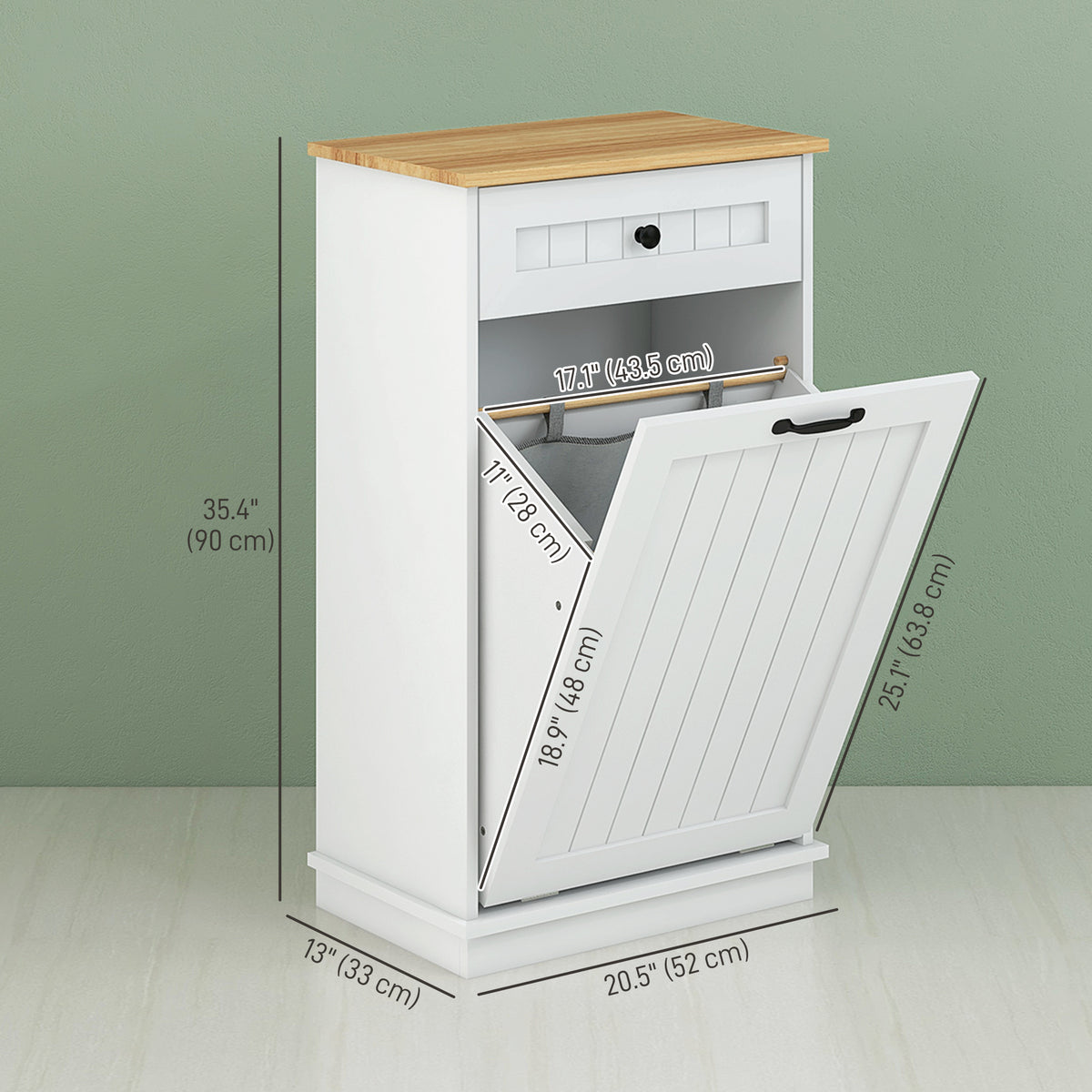 Tilt-Out Laundry Cabinet with Drawer and Basket