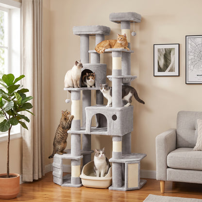 Árbol para gatos gigante de 201 cm de varios niveles