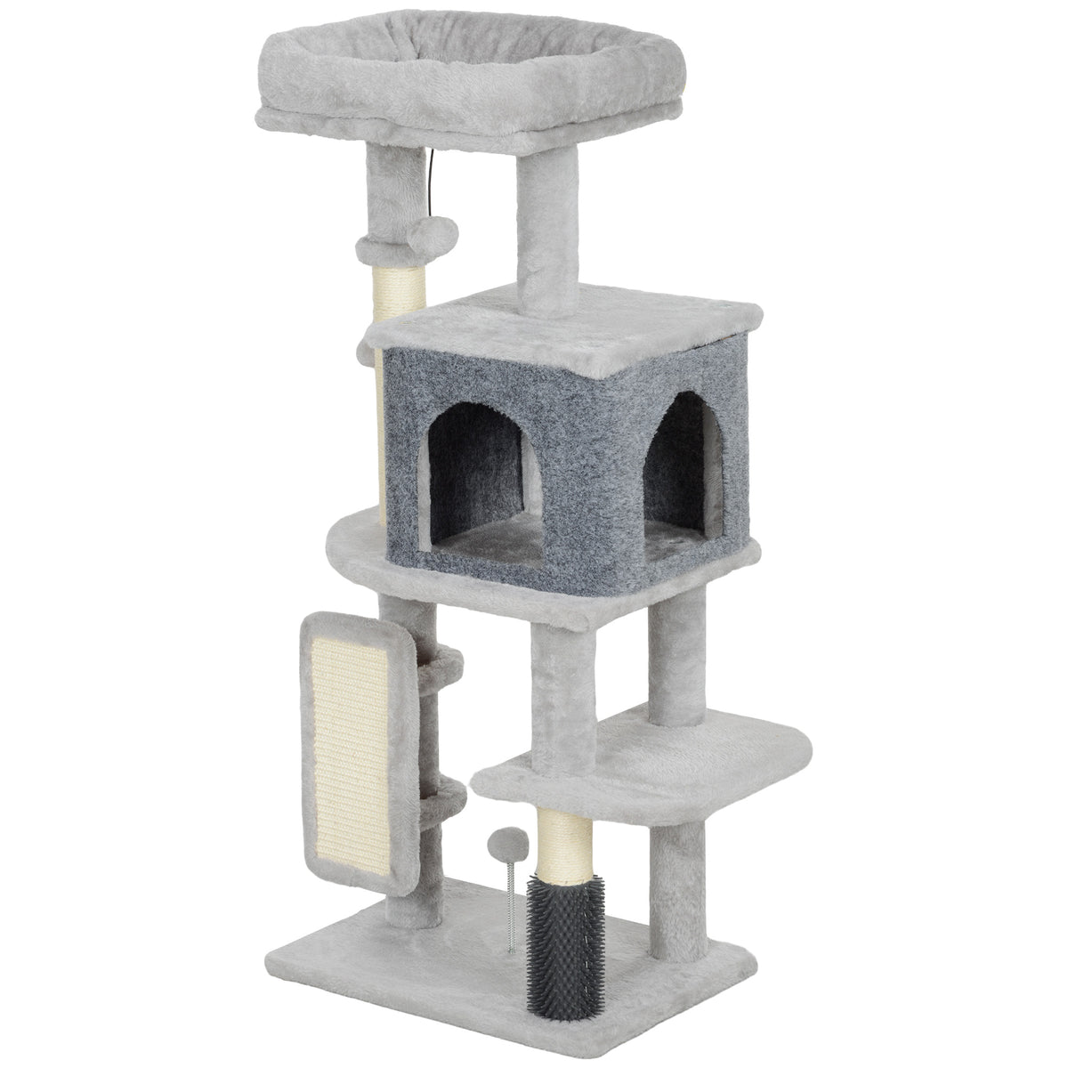 Árbol para gatos de varios niveles con rascadores y caseta