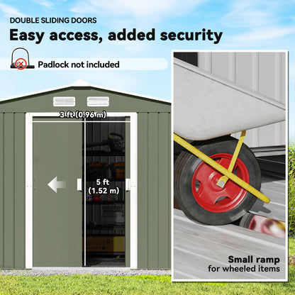 Metal Garden Storage Shed 9.1'x6.4' with Foundation Kit