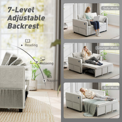 Convertible 3-in-1 Sofa Bed with USB Charging