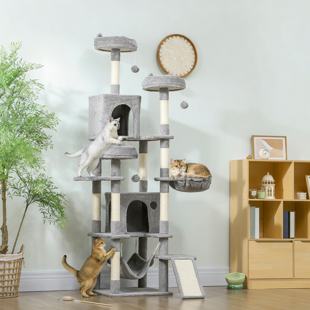 Árbol para gatos de varios niveles de 192 cm con 8 rascadores