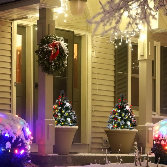 Pre-Lit Artificial Christmas Tree 2.5 ft — Set of 2