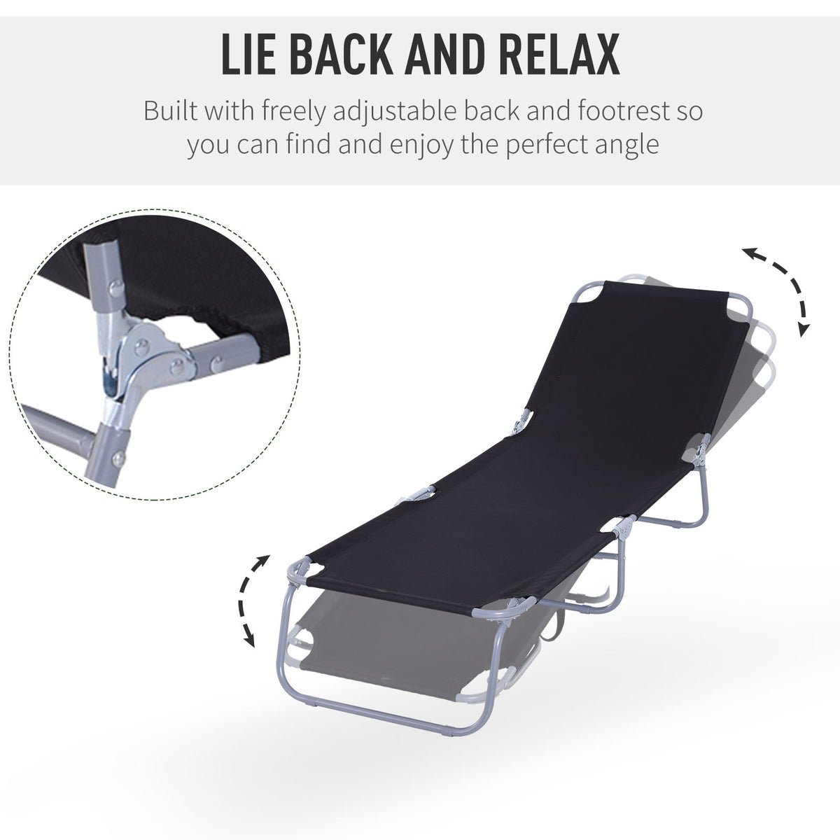 Folding Outdoor Lounge Chair with Adjustable Backrest