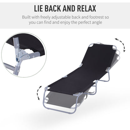 Folding Outdoor Lounge Chair with Adjustable Backrest