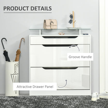 Shoe Cabinet High Gloss Flip Drawers Adjustable Shelves