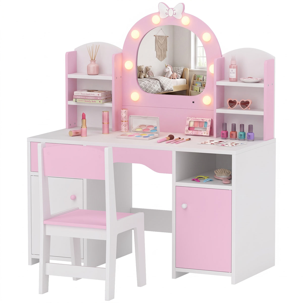 Kids Vanity Set with Lighted Mirror