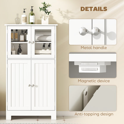 Bathroom Floor Storage Cabinet Tempered Glass