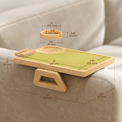 Couch Arm Tray with 360° Rotating Phone Holder