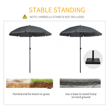 Sombrilla de playa inclinable UV50+ con toldo ventilado y volantes
