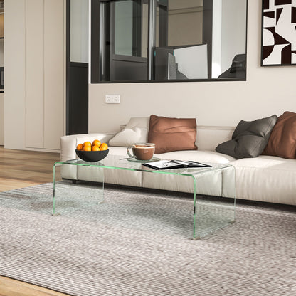 Mesa de centro rectangular de vidrio templado para sala de estar
