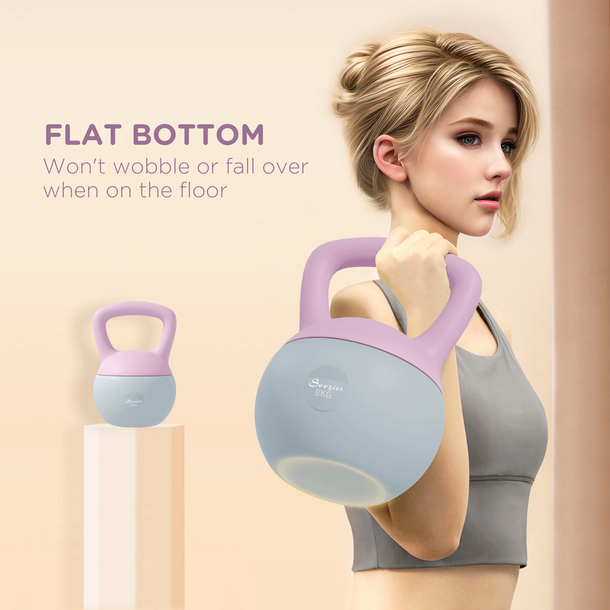 Pesa rusa flexible de 8 kg con mango antideslizante — violeta