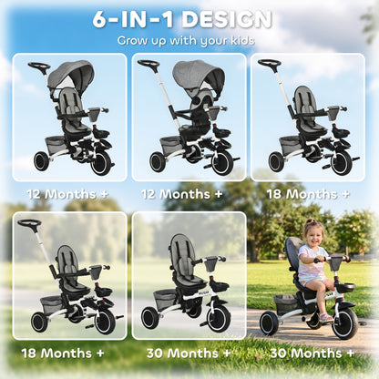 Triciclo evolutivo 6 en 1 convertible en silla de paseo y bicicleta infantil