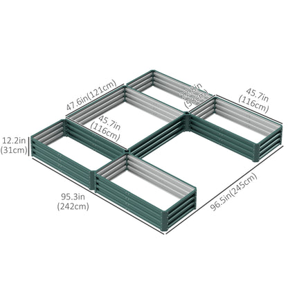 Raised Steel Garden Beds Set of 5 Large Planters