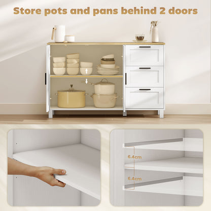 Sideboard Buffet Cabinet Soft-Close Doors 3 Drawers