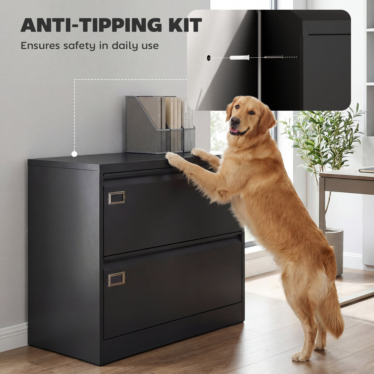 2-Drawer Lockable Steel Lateral Filing Cabinet