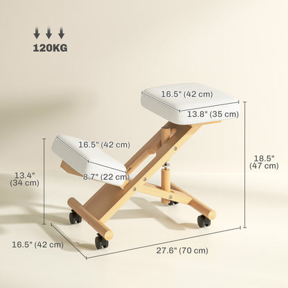 Ergonomic Kneeling Chair with Rubberwood Frame