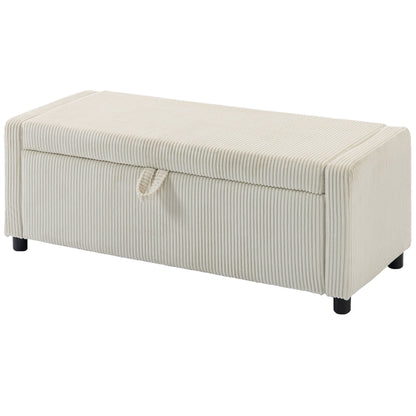 Upholstered Corduroy Storage Ottoman Bench